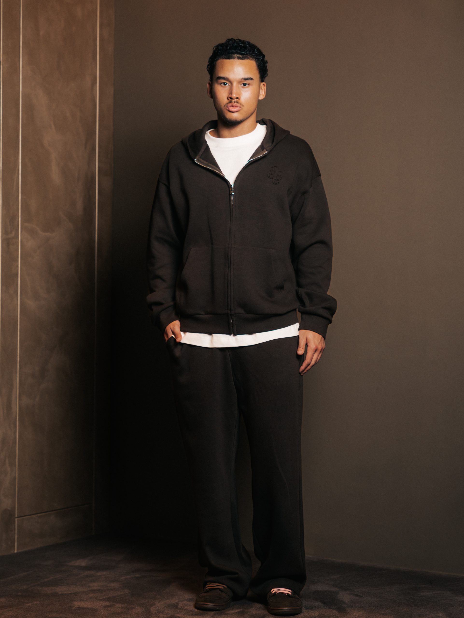 Hoodie zipper Brun Fume