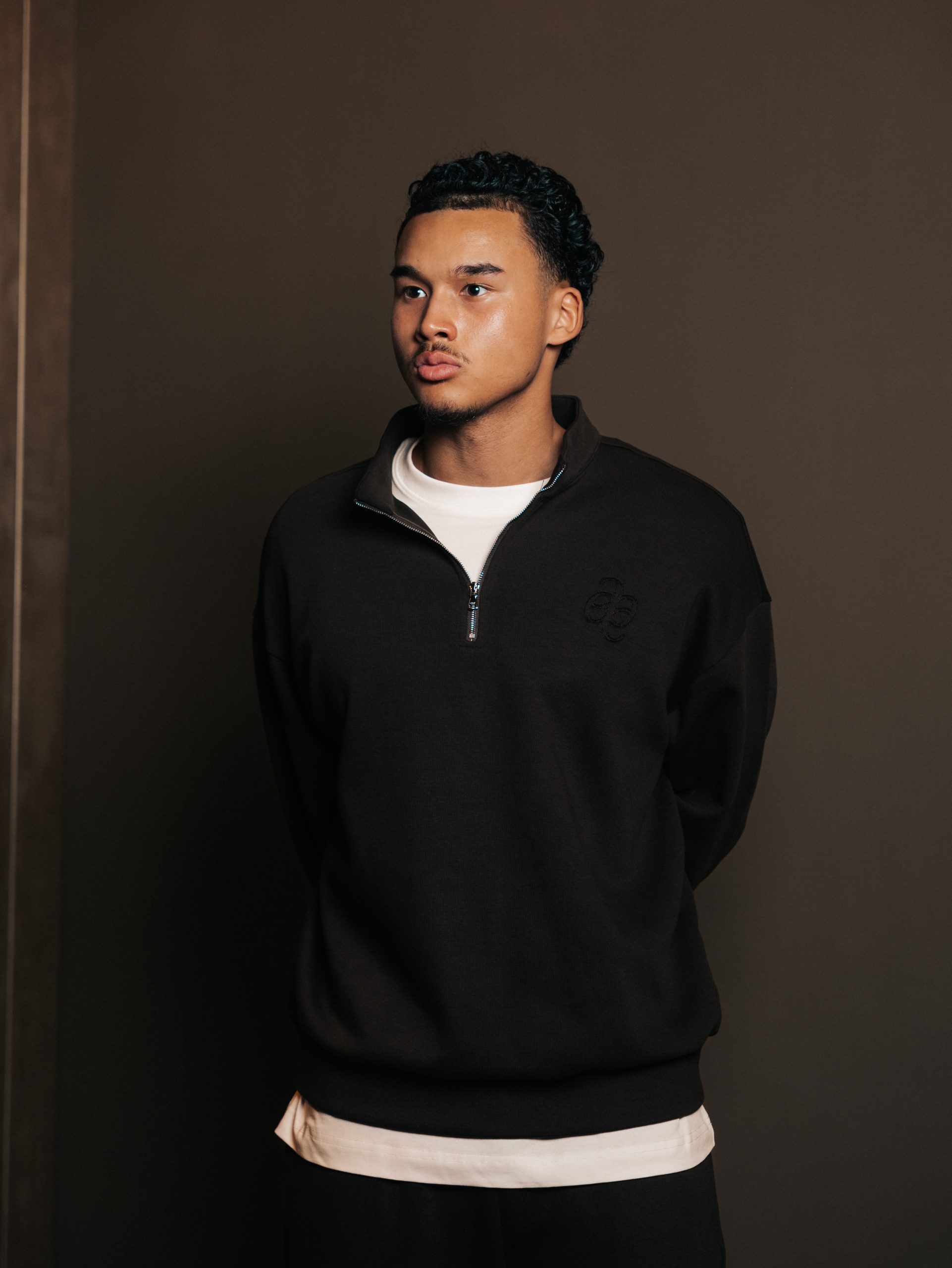 Quarter zip Brun Fume