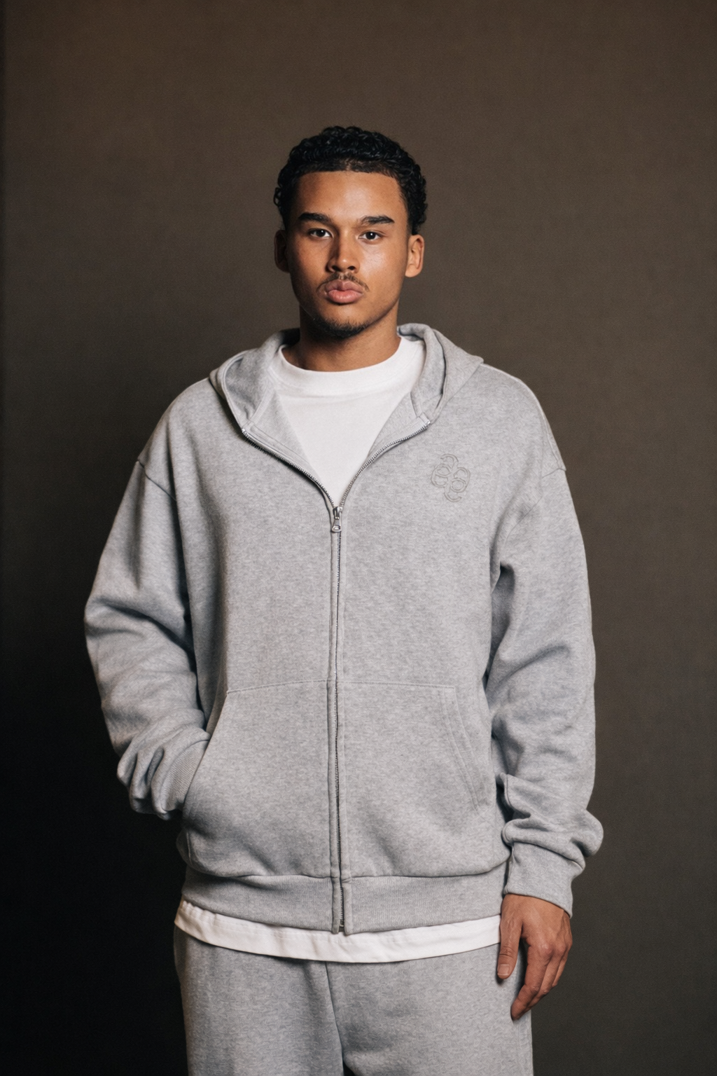 Hoodie zipper Gris Lumiere