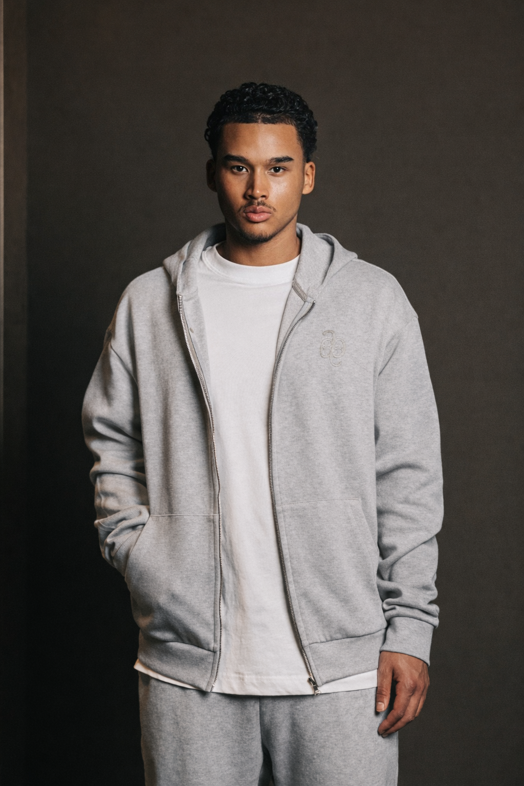 Hoodie zipper Gris Lumiere