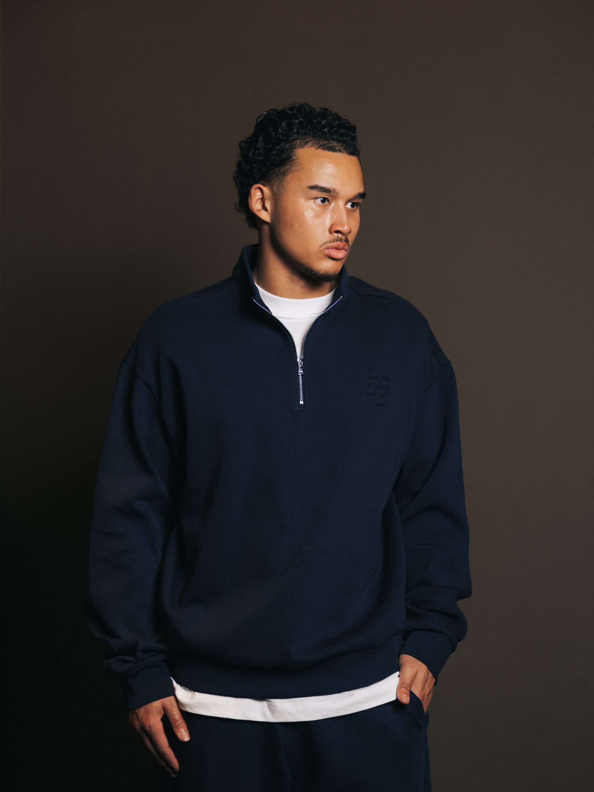 Quarter zip Bleu Fonce — afbeelding 3