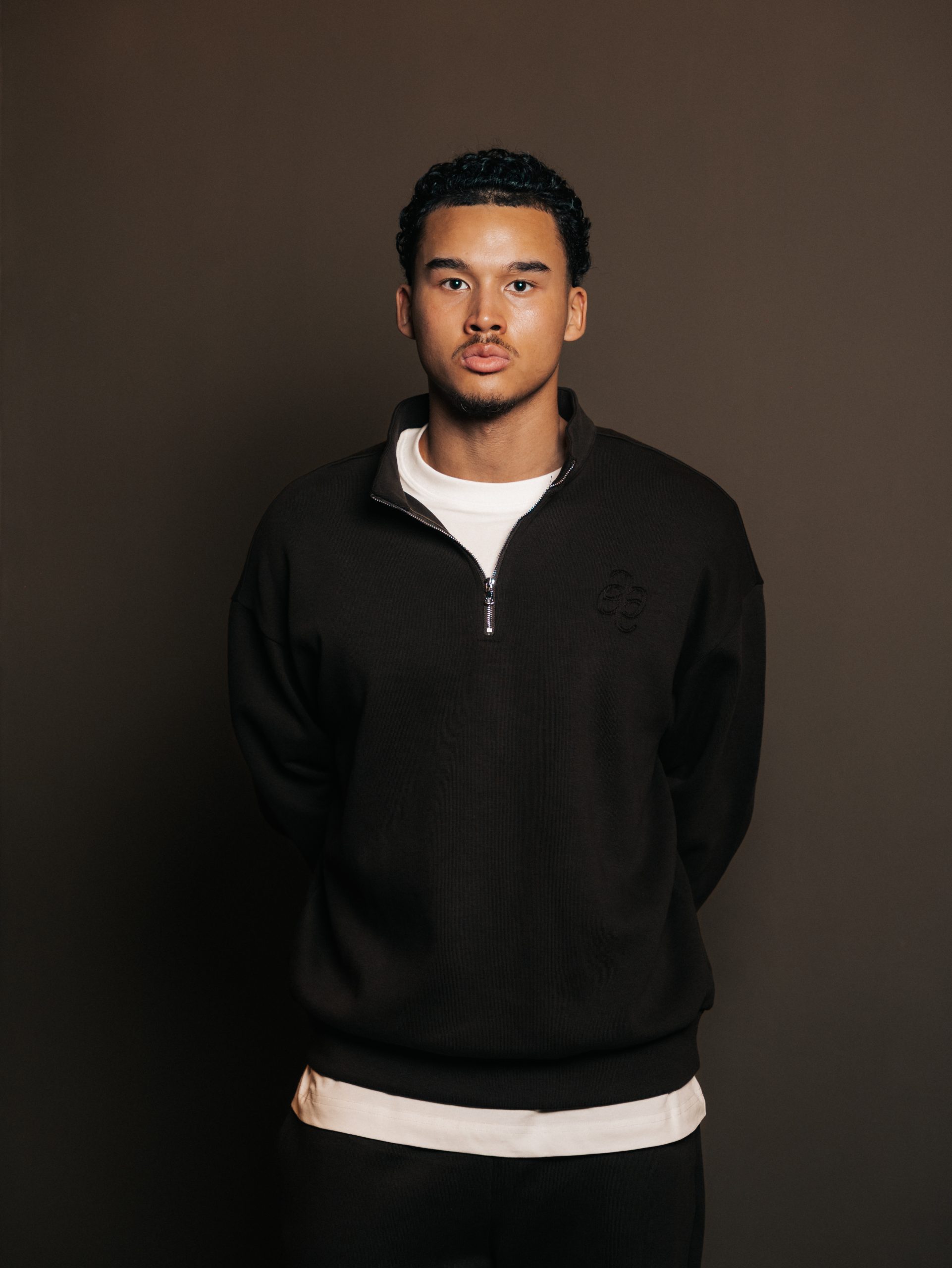 Quarter zip Brun Fume