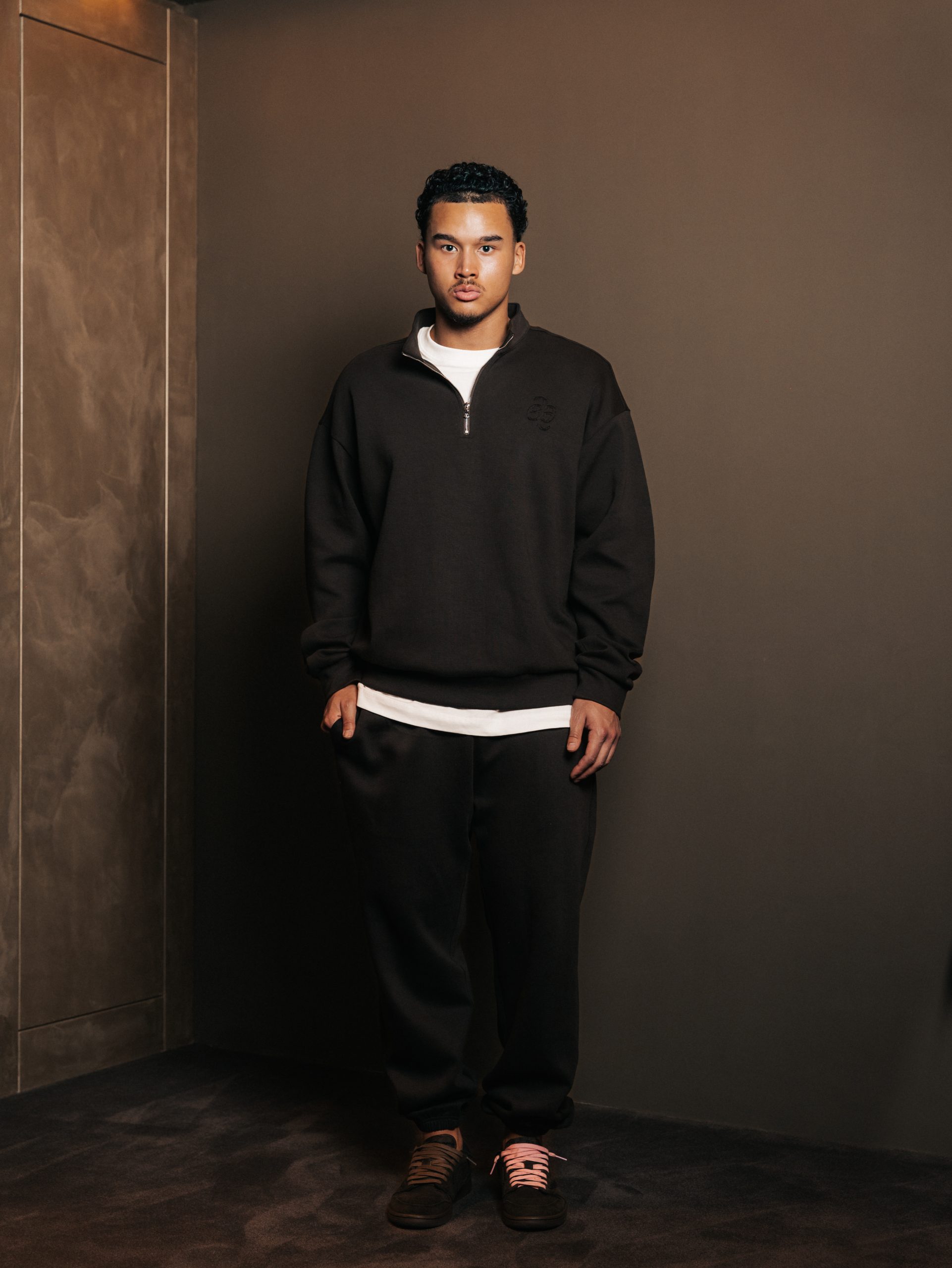 Quarter zip Brun Fume