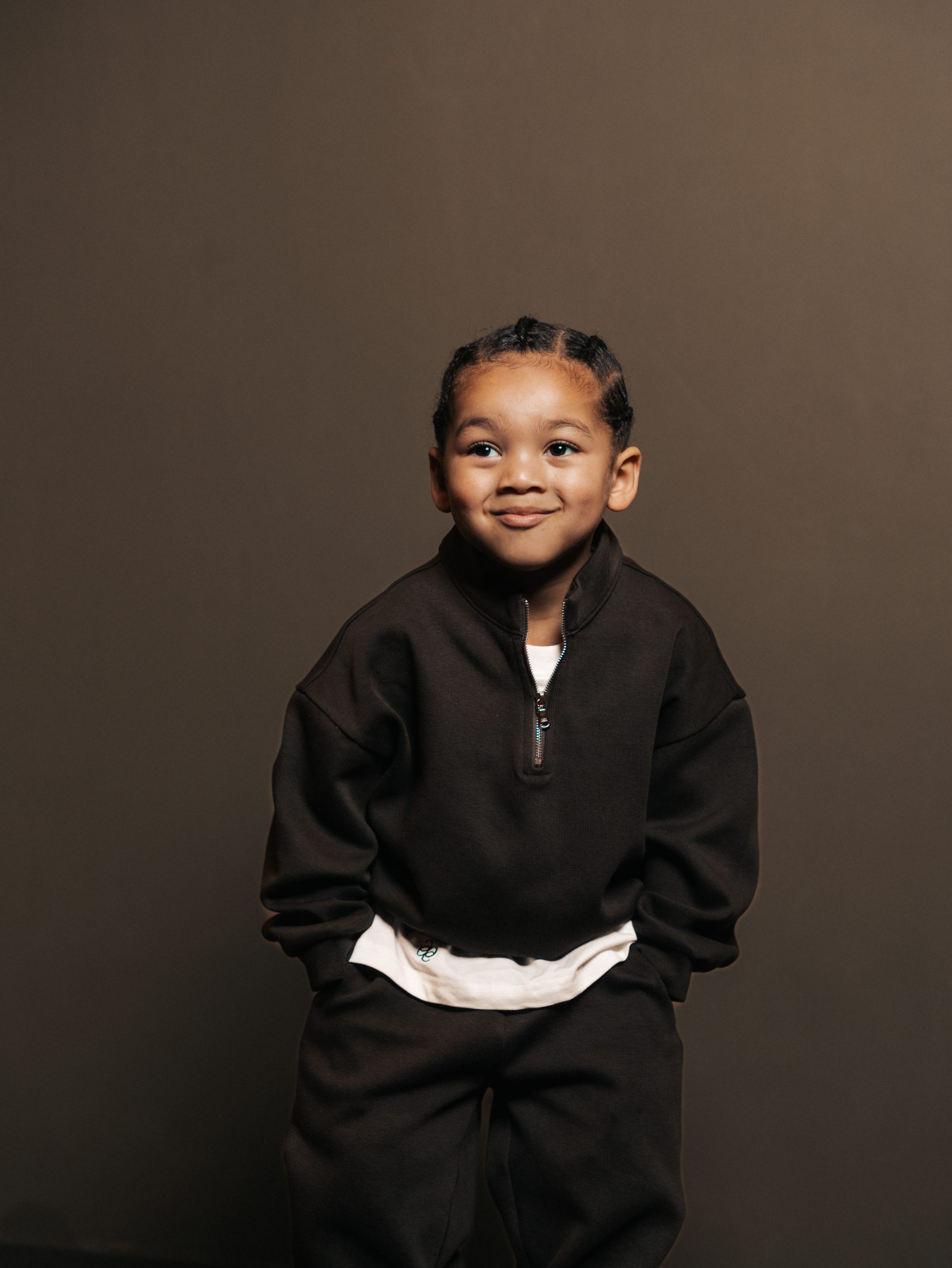 Quarter zip Brun Fume — afbeelding 3