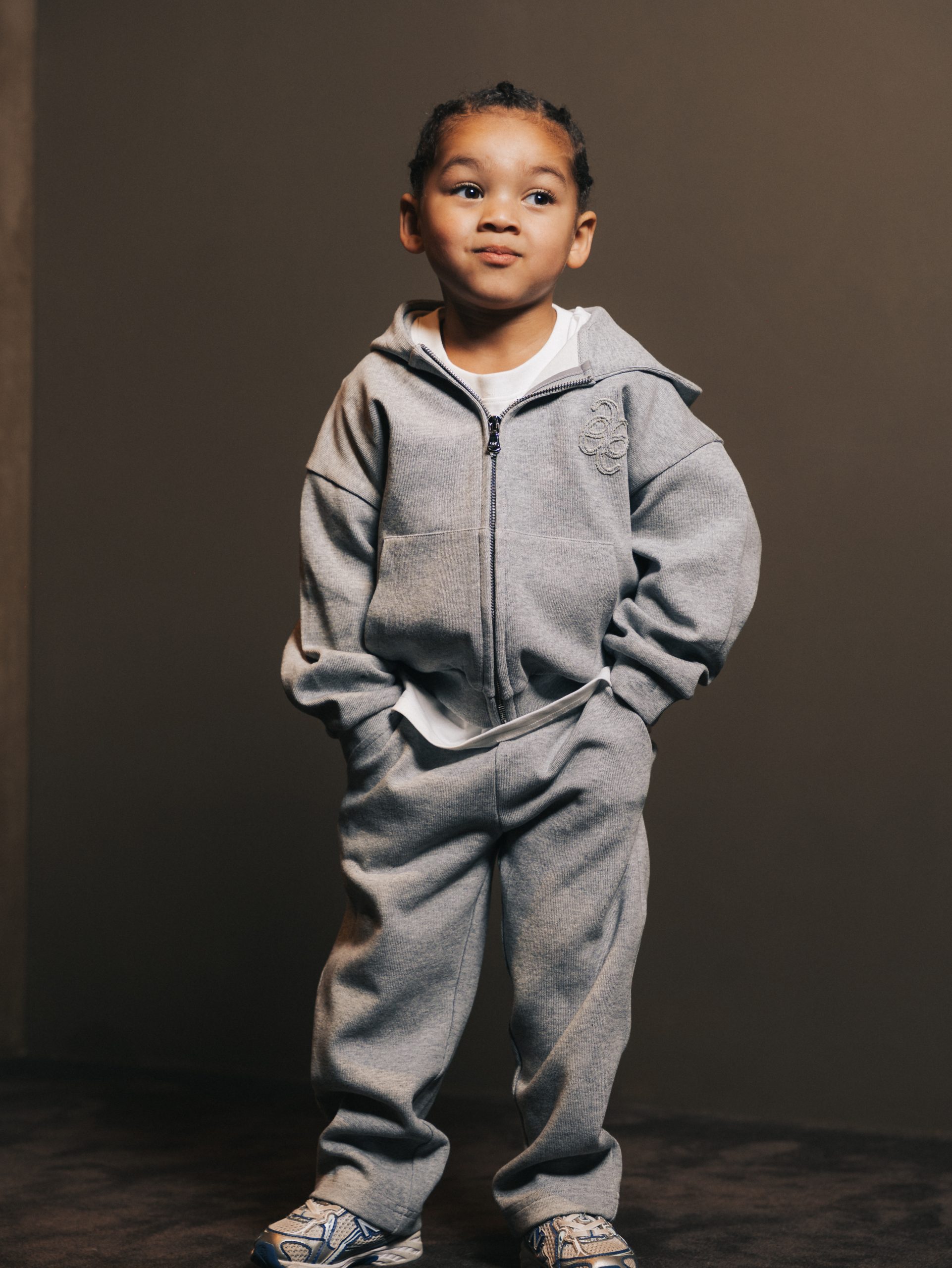 Pants wide Gris Lumiere