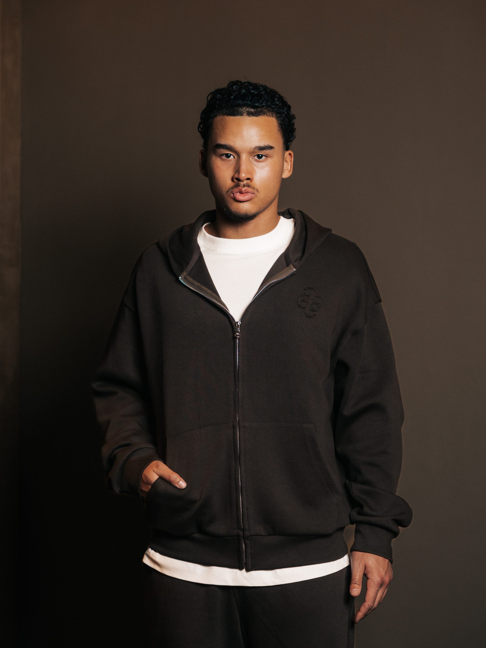 Hoodie zipper Brun Fume