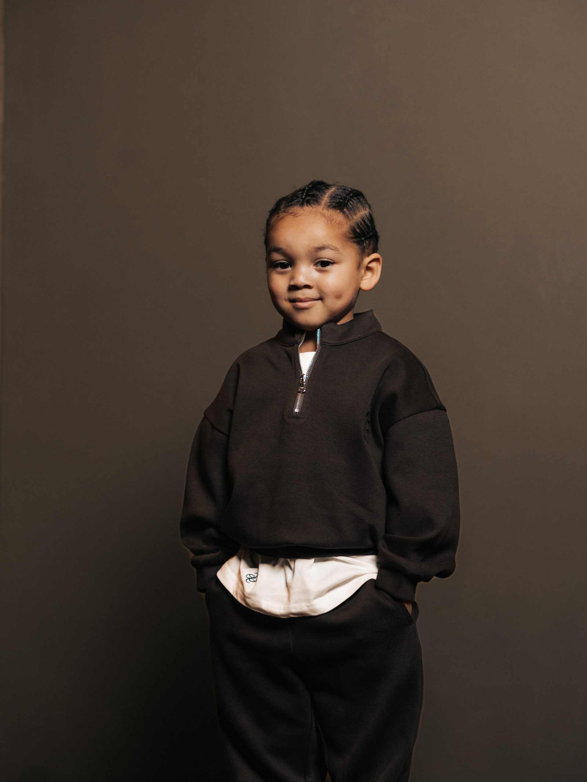 Quarter zip Brun Fume — afbeelding 2