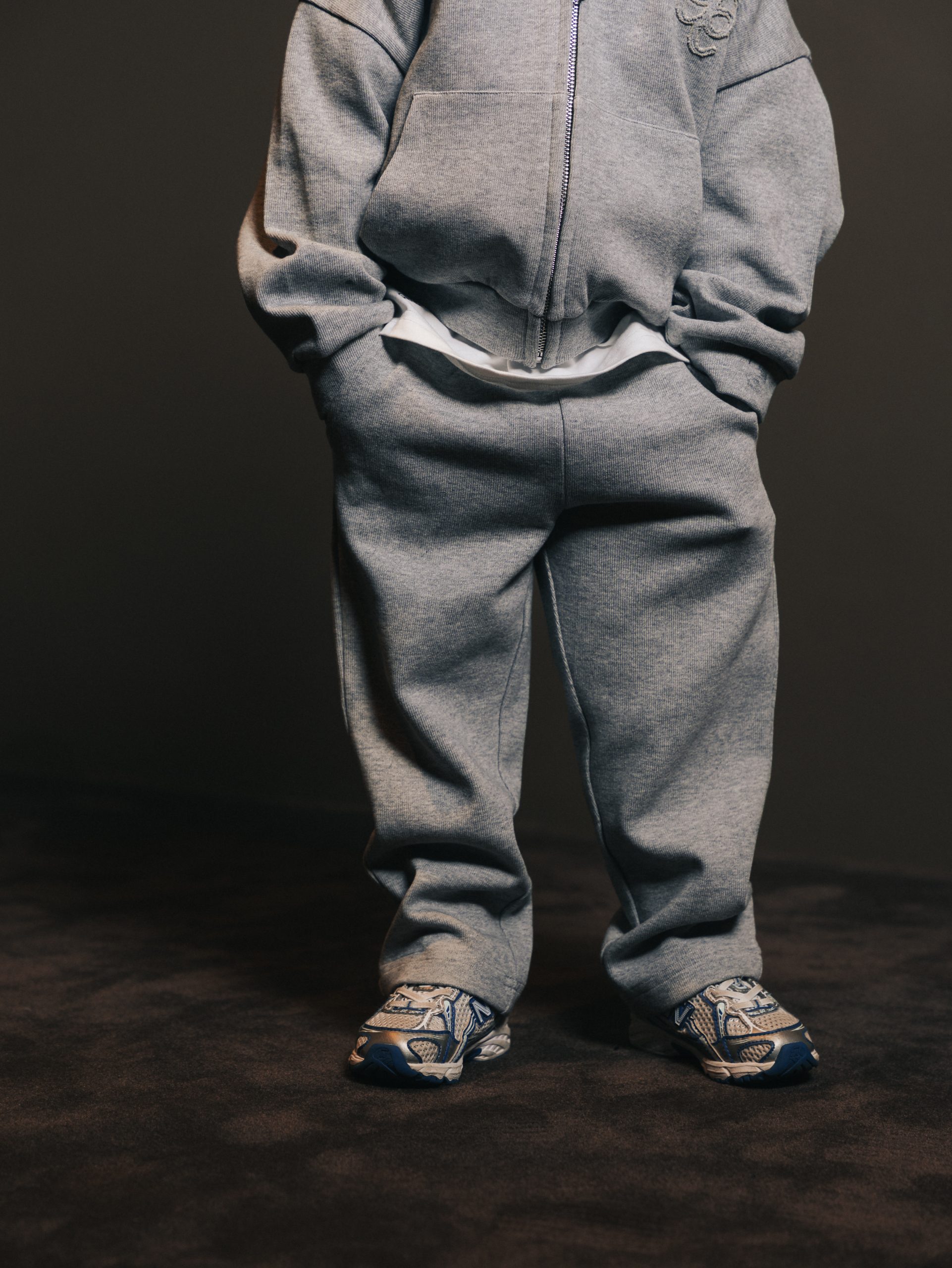 Pants wide Gris Lumiere