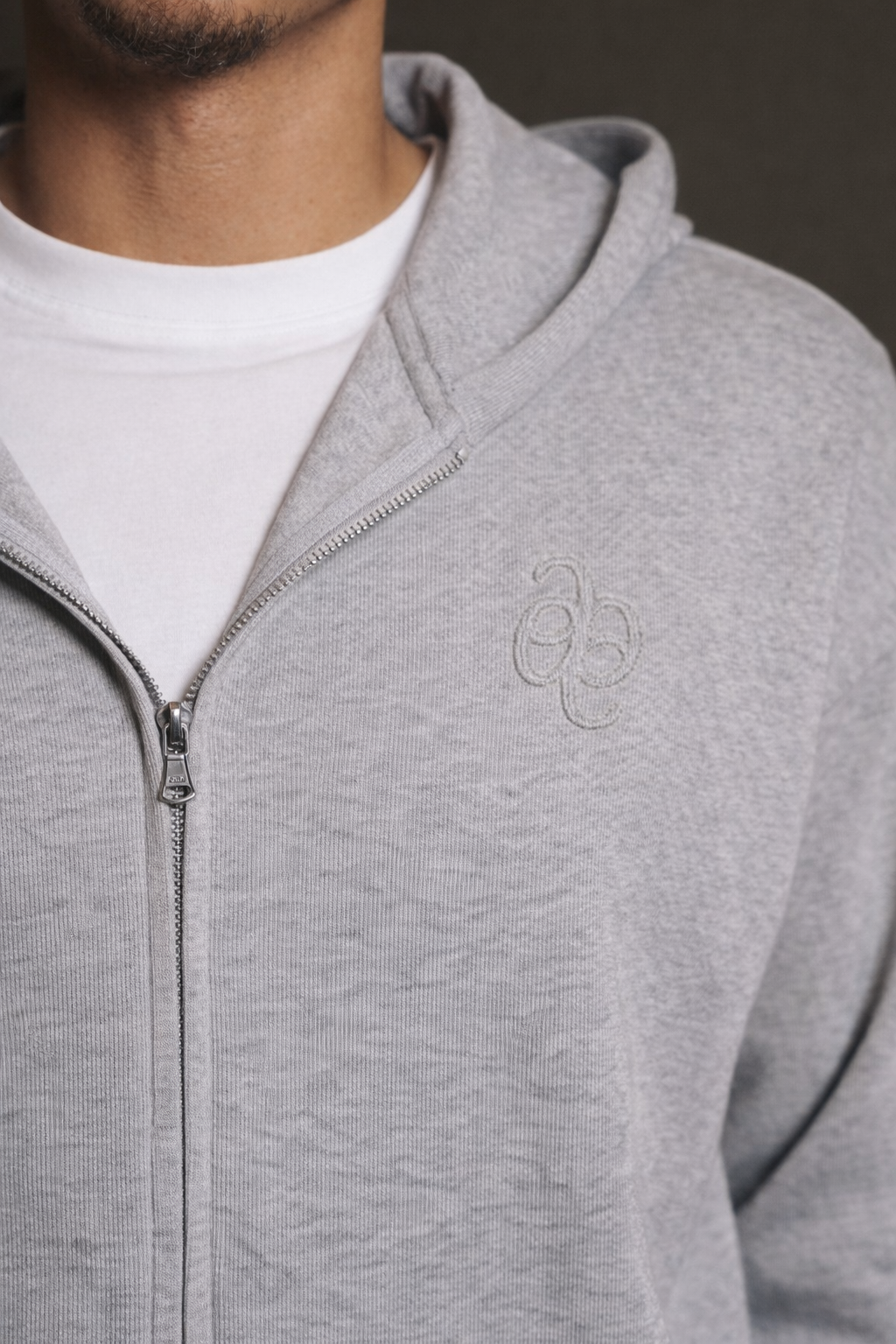 Hoodie zipper Gris Lumiere